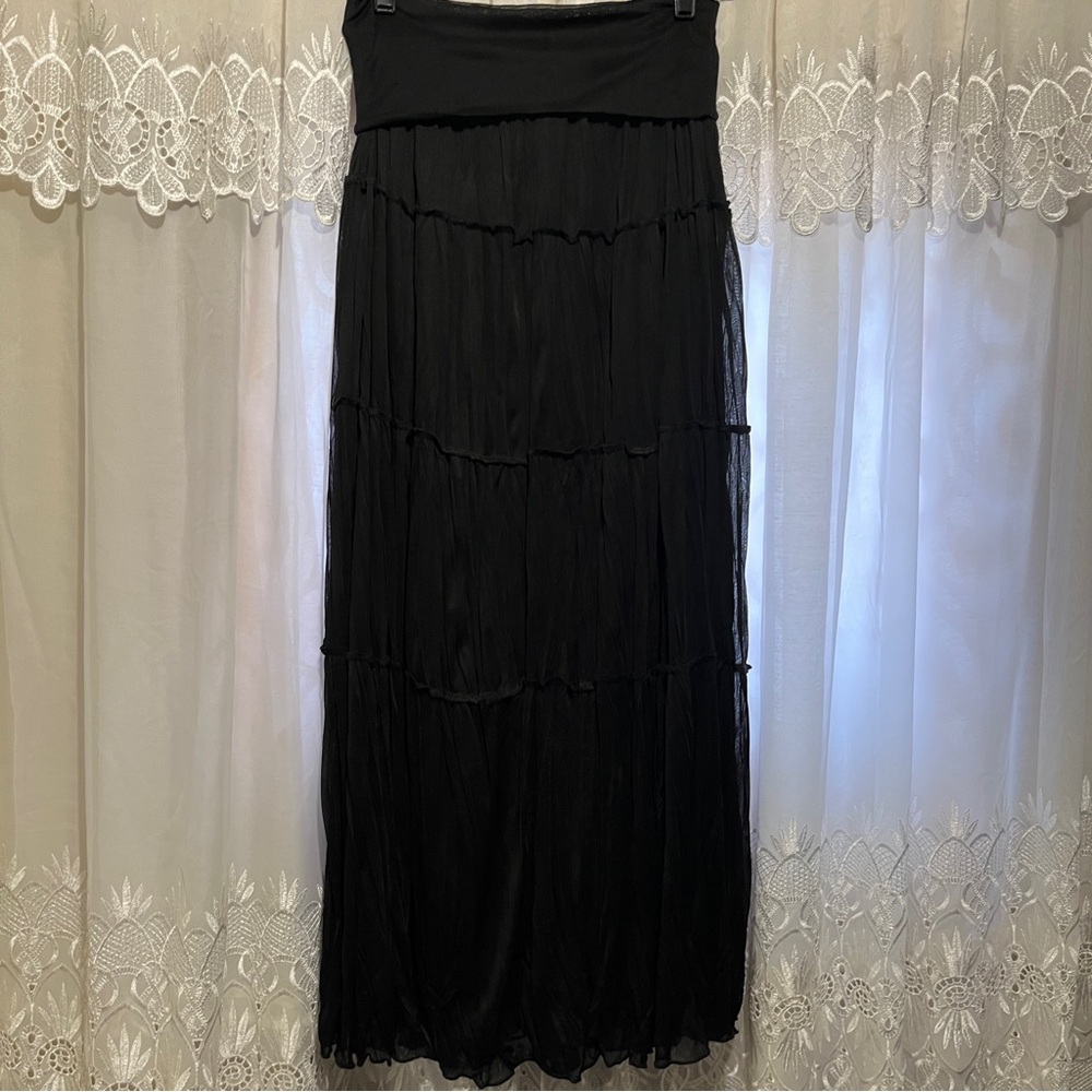 A. Byer Black Tiered Maxi Skirt - Size M